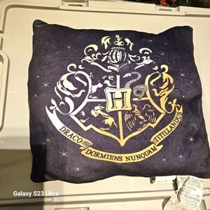 Hogwarts Crest Pillow - Black and Gold